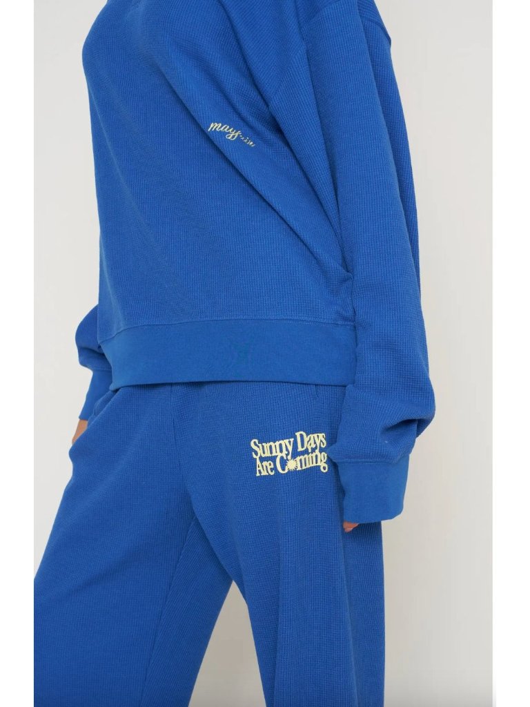 The Mayfair Group Sunny Days Are Coming Henley Sweatshirt Blue Size Small/Medium — image 5 of 8
